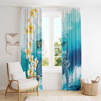 US Virgin Islands St Croix Window Curtain Twin City Leatherback With Plumeria - Wonder Print Shop