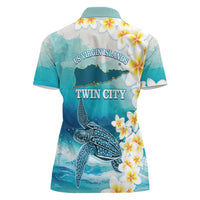 US Virgin Islands St Croix Women Polo Shirt Twin City Leatherback With Plumeria - Wonder Print Shop