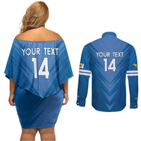 Custom US Virgin Islands Soccer Couples Matching Off Shoulder Short Dress and Long Sleeve Button Shirt Go Dashing Eagles Sporty Style