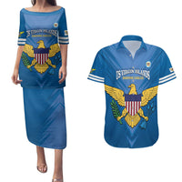 Custom US Virgin Islands Soccer Couples Matching Puletasi and Hawaiian Shirt Go Dashing Eagles Sporty Style