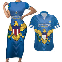 Custom US Virgin Islands Soccer Couples Matching Short Sleeve Bodycon Dress and Hawaiian Shirt Go Dashing Eagles Sporty Style