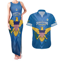 Custom US Virgin Islands Soccer Couples Matching Tank Maxi Dress and Hawaiian Shirt Go Dashing Eagles Sporty Style
