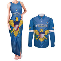 Custom US Virgin Islands Soccer Couples Matching Tank Maxi Dress and Long Sleeve Button Shirt Go Dashing Eagles Sporty Style