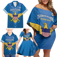 Custom US Virgin Islands Soccer Family Matching Off Shoulder Short Dress and Hawaiian Shirt Go Dashing Eagles Sporty Style - Wonder Print Shop
