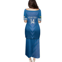 Custom US Virgin Islands Soccer Family Matching Puletasi and Hawaiian Shirt Go Dashing Eagles Sporty Style