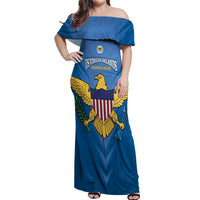 Custom US Virgin Islands Soccer Off Shoulder Maxi Dress Go Dashing Eagles Sporty Style - Wonder Print Shop