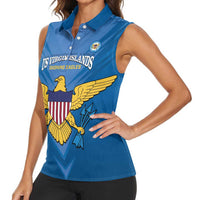 Custom US Virgin Islands Soccer Women Sleeveless Polo Shirt Go Dashing Eagles Sporty Style - Wonder Print Shop
