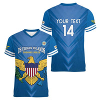 Custom US Virgin Islands Soccer Women V-Neck T-Shirt Go Dashing Eagles Sporty Style - Wonder Print Shop