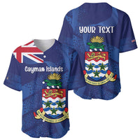 Personalised Cayman Islands Baseball Jersey Coat Of Arms Grunge Style - Wonder Print Shop