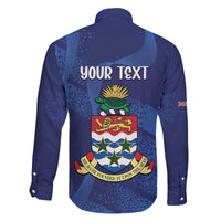 Personalised Cayman Islands Family Matching Off The Shoulder Long Sleeve Dress and Hawaiian Shirt Coat Of Arms Grunge Style