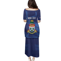 Personalised Cayman Islands Family Matching Puletasi and Hawaiian Shirt Coat Of Arms Grunge Style