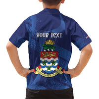 Personalised Cayman Islands Family Matching Short Sleeve Bodycon Dress and Hawaiian Shirt Coat Of Arms Grunge Style - Wonder Print Shop