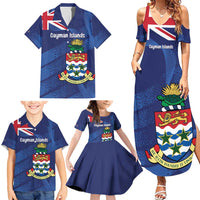 Personalised Cayman Islands Family Matching Summer Maxi Dress and Hawaiian Shirt Coat Of Arms Grunge Style - Wonder Print Shop
