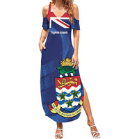Personalised Cayman Islands Family Matching Summer Maxi Dress and Hawaiian Shirt Coat Of Arms Grunge Style - Wonder Print Shop