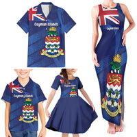 Personalised Cayman Islands Family Matching Tank Maxi Dress and Hawaiian Shirt Coat Of Arms Grunge Style - Wonder Print Shop