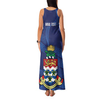 Personalised Cayman Islands Family Matching Tank Maxi Dress and Hawaiian Shirt Coat Of Arms Grunge Style - Wonder Print Shop