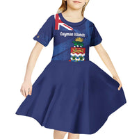 Personalised Cayman Islands Kid Short Sleeve Dress Coat Of Arms Grunge Style - Wonder Print Shop