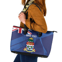 Personalised Cayman Islands Leather Tote Bag Coat Of Arms Grunge Style