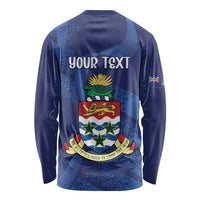 Personalised Cayman Islands Long Sleeve Shirt Coat Of Arms Grunge Style - Wonder Print Shop