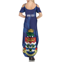 Personalised Cayman Islands Summer Maxi Dress Coat Of Arms Grunge Style - Wonder Print Shop