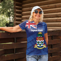 Personalised Cayman Islands Women Polo Shirt Coat Of Arms Grunge Style - Wonder Print Shop