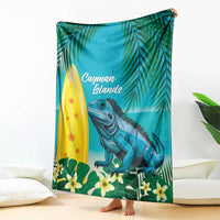 Blue Iguana Cayman Islands Blanket Turquoise Tropical Vibes