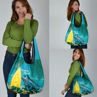 Blue Iguana Cayman Islands Grocery Bag Turquoise Tropical Vibes