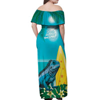 Blue Iguana Cayman Islands Off Shoulder Maxi Dress Turquoise Tropical Vibes - Wonder Print Shop