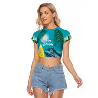 Blue Iguana Cayman Islands Raglan Cropped T Shirt Turquoise Tropical Vibes - Wonder Print Shop