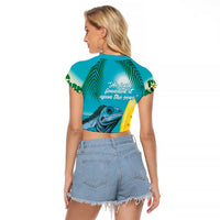 Blue Iguana Cayman Islands Raglan Cropped T Shirt Turquoise Tropical Vibes - Wonder Print Shop