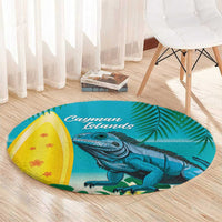 Blue Iguana Cayman Islands Round Carpet Turquoise Tropical Vibes - Wonder Print Shop