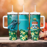 Blue Iguana Cayman Islands Tumbler With Handle Turquoise Tropical Vibes - Wonder Print Shop