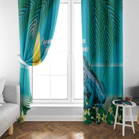 Blue Iguana Cayman Islands Window Curtain Turquoise Tropical Vibes - Wonder Print Shop