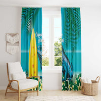 Blue Iguana Cayman Islands Window Curtain Turquoise Tropical Vibes - Wonder Print Shop