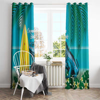 Blue Iguana Cayman Islands Window Curtain Turquoise Tropical Vibes - Wonder Print Shop