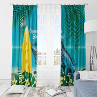 Blue Iguana Cayman Islands Window Curtain Turquoise Tropical Vibes - Wonder Print Shop