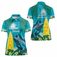 Blue Iguana Cayman Islands Women Polo Shirt Turquoise Tropical Vibes - Wonder Print Shop