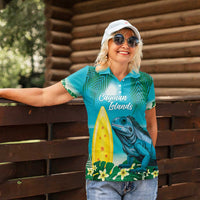 Blue Iguana Cayman Islands Women Polo Shirt Turquoise Tropical Vibes - Wonder Print Shop