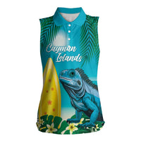 Blue Iguana Cayman Islands Women Sleeveless Polo Shirt Turquoise Tropical Vibes - Wonder Print Shop