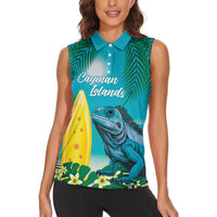 Blue Iguana Cayman Islands Women Sleeveless Polo Shirt Turquoise Tropical Vibes - Wonder Print Shop