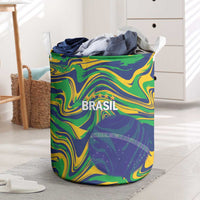 Brazil Football Laundry Basket 2026 Vamos Brasil Marble Pattern - Wonder Print Shop