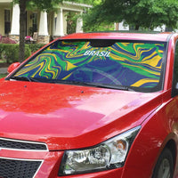 Brazil Football Auto Sun Shade 2026 Vamos Brasil Marble Pattern - Wonder Print Shop