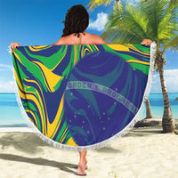 Brazil Football Beach Blanket 2026 Vamos Brasil Marble Pattern - Wonder Print Shop