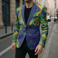 Brazil Football Custom Blazer 2026 Vamos Brasil Marble Pattern - Wonder Print Shop