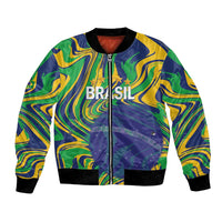 Brazil Football Custom Bomber Jacket 2026 Vamos Brasil Marble Pattern - Wonder Print Shop