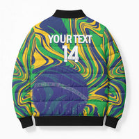 Brazil Football Custom Bomber Puffer Jacket 2026 Vamos Brasil Marble Pattern - Wonder Print Shop