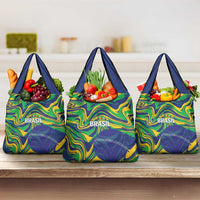 Brazil Football Grocery Bag 2026 Vamos Brasil Marble Pattern - Wonder Print Shop