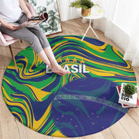 Brazil Football Round Carpet 2026 Vamos Brasil Marble Pattern - Wonder Print Shop