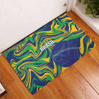 Brazil Football Rubber Doormat 2026 Vamos Brasil Marble Pattern - Wonder Print Shop