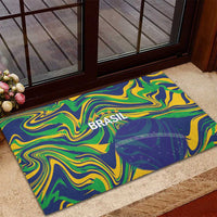 Brazil Football Rubber Doormat 2026 Vamos Brasil Marble Pattern - Wonder Print Shop